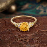 4 Prong Classic Round Citrine Engagement Ring for Women